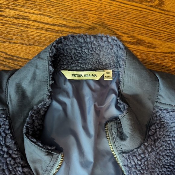 Peter Millar Autumn High Pile blue zip front Fleece Jacket sz 2XL - Picture 10 of 11